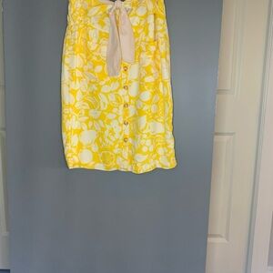 Anthropologie Yellow and White Tie Front Pencil Skirt
